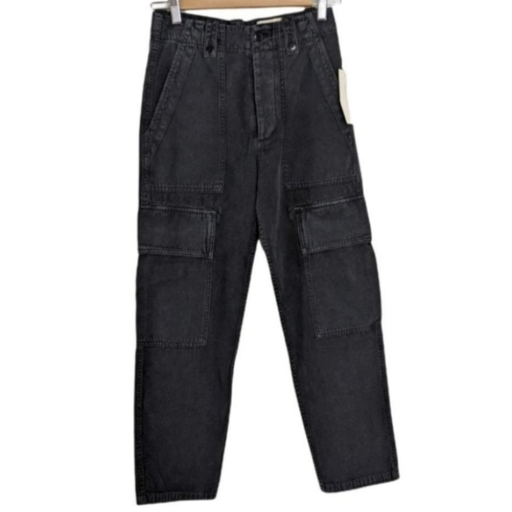 COH Zadie High Rise Surplus Cargo Linen Blend Pants in  Washed Black sz 23 NWT - Picture 9 of 15